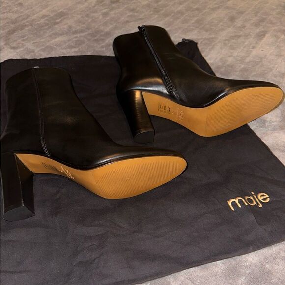 NEW Maje Fanette Pointed-Toe Leather Ankle Boots Size 9 - Picture 9 of 13